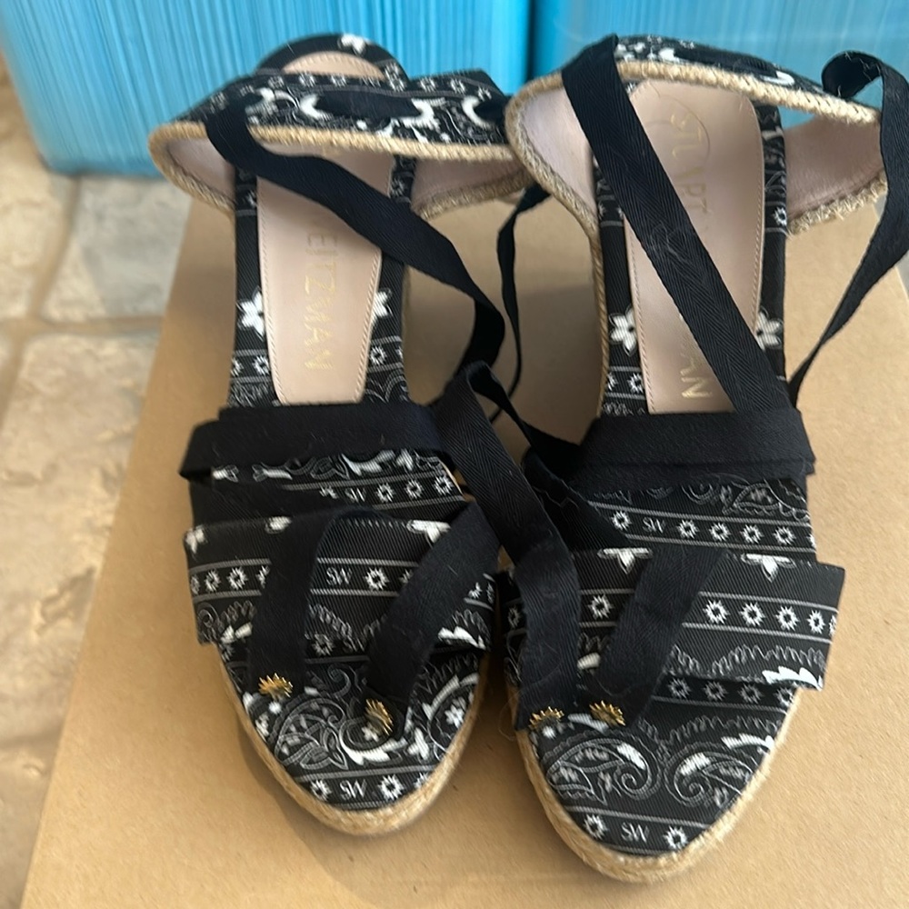 Black and White wrap sandals.  Never worn.
